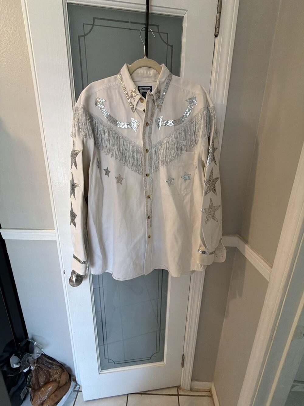 Lee Denim Collection Fringe Sequin Star Western Shirt